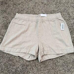 Old Navy Natural/Tan High-Waist Linen-Blend Women’s Shorts